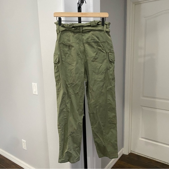 Marissa Webb Collective Pants Size 6 Green Balloon Paper-bag Waist Utility Ankle - Picture 9 of 10